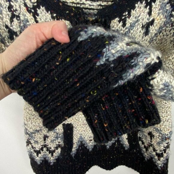 Free People Fair Isle Mohair Alpaca‎ Knit Sweater Size Small Chunky Pockets Boho - Picture 5 of 8